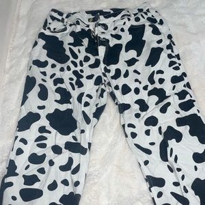 Cider Women's Cow Print Denim Pants